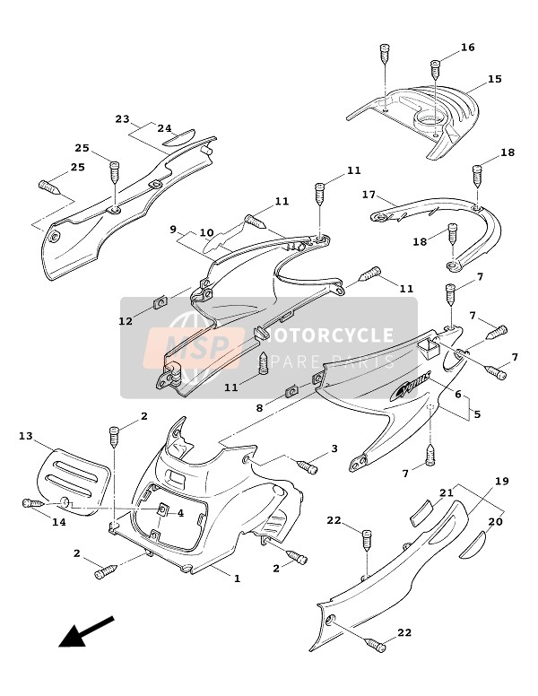 Yamaha XC125AF 2003 Cubierta lateral para un 2003 Yamaha XC125AF